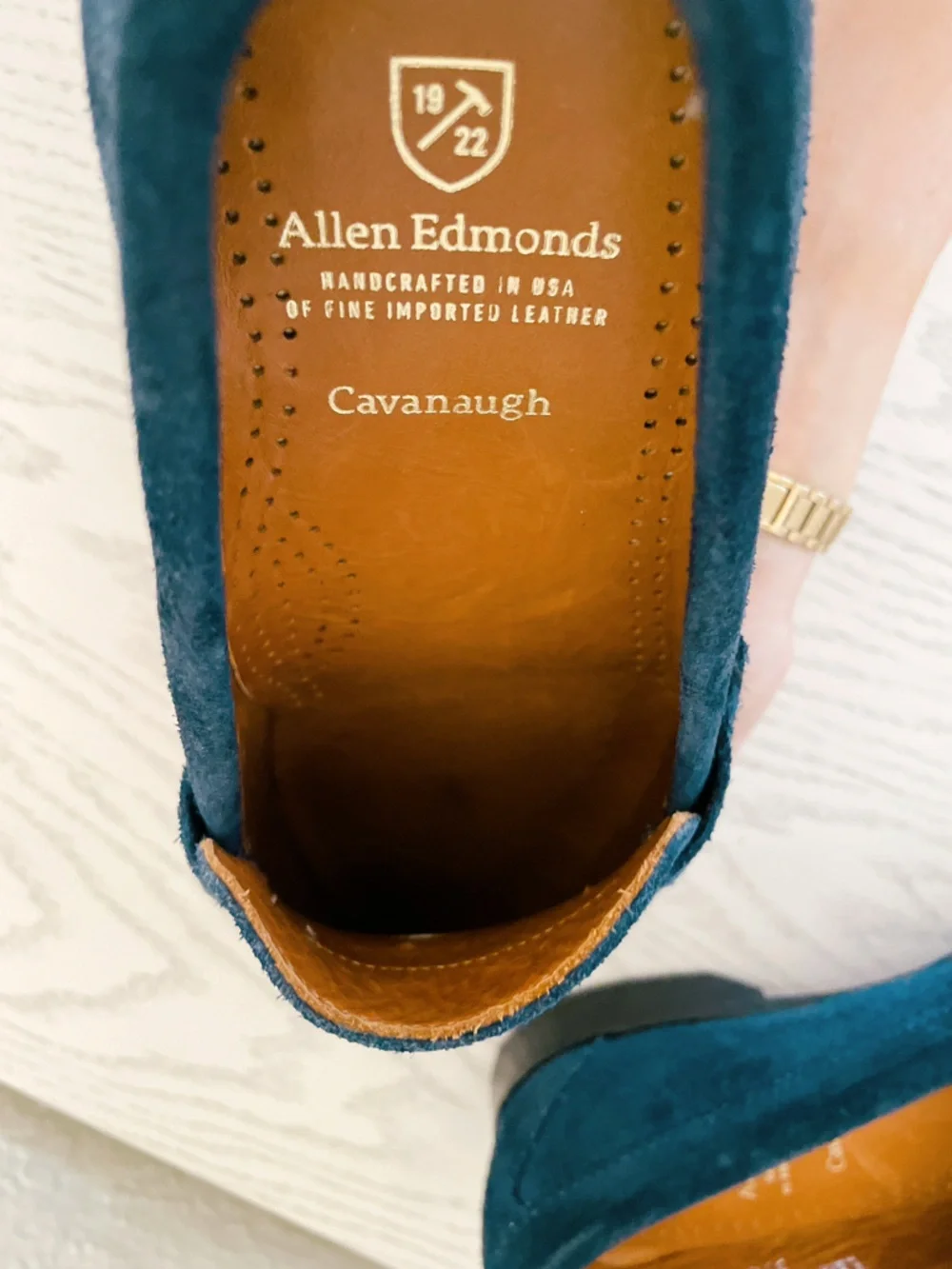 Allen Edmonds Cavanaugh Navy Suede Penny Loafers Men’s 8.5 Resoled USA Made